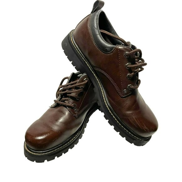 Skechers Other - Skechers Men's SN7111 Lace Up Chunky Work Shoe Leather Uppers Size 9.5 in Brown